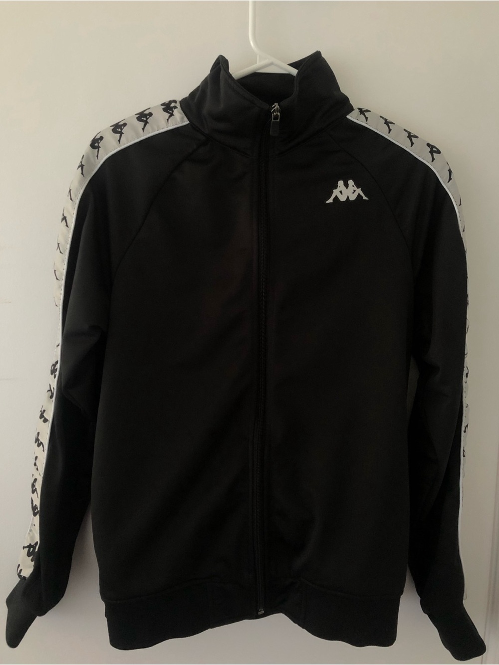 Kappa Black Track Jacket with White Logo Tape